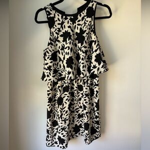 LOFT Black and Cream Floral Dress